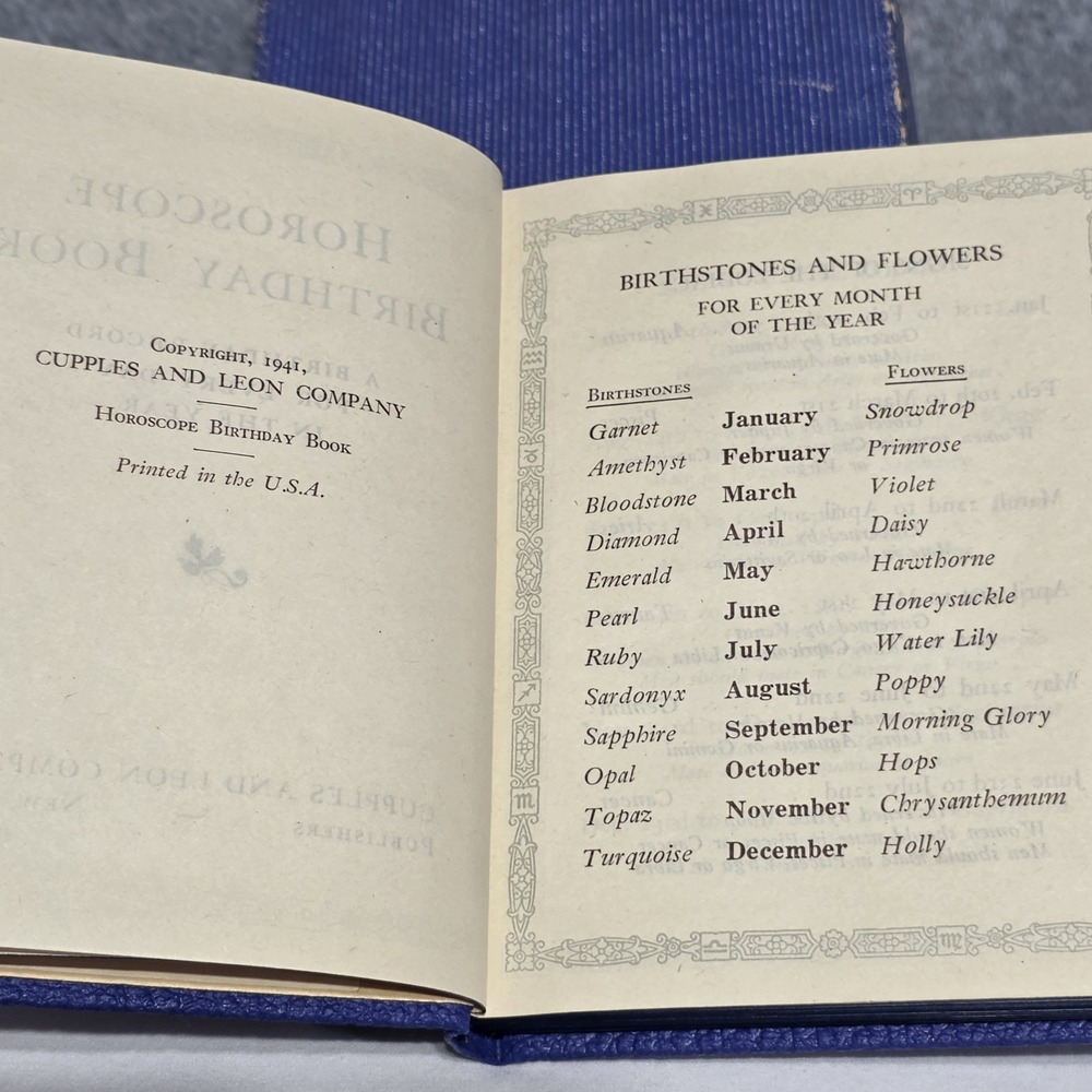 Cupples & Leon Co. Horoscope Birthday Book Special Binding Gold Stamped w/ Box - Picture 7 of 14